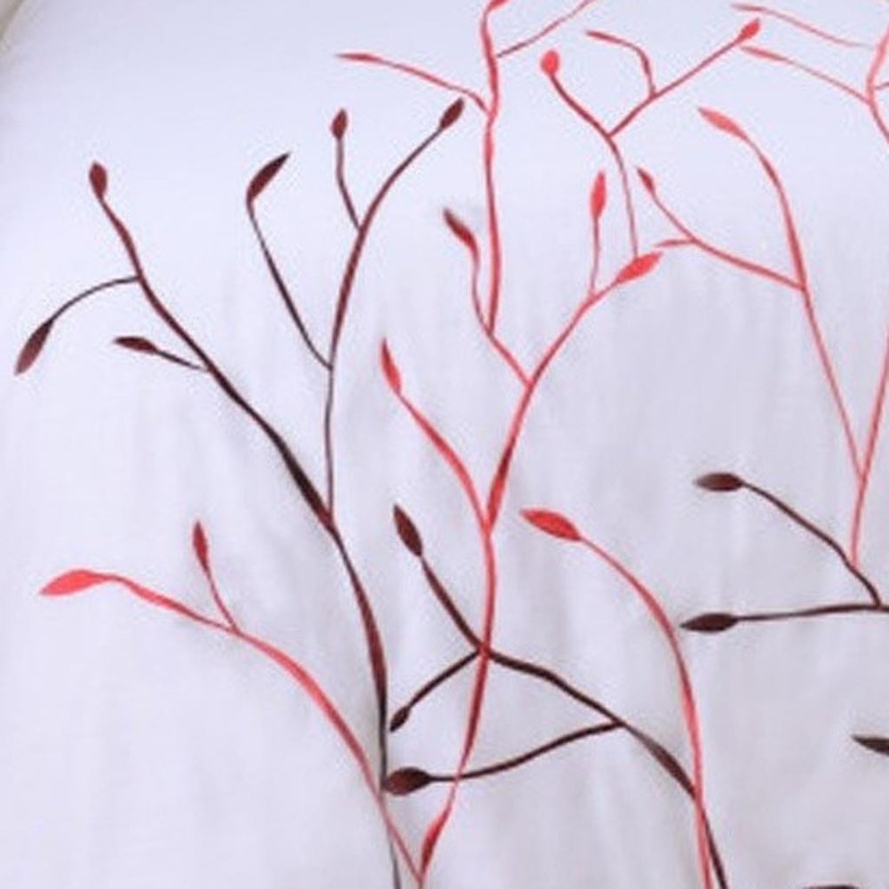 White And Red Queen Cotton Washable Duvet Cover Set With Two Shams on a white background