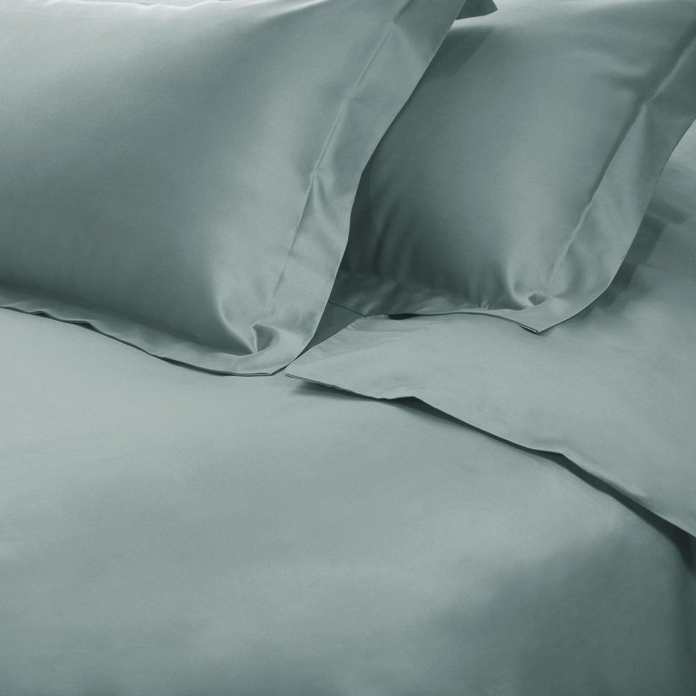 Teal Blue Queen Cotton Washable Duvet Cover Set With Two Shams