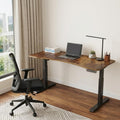 Adjustable Brown and Black Wood and Stainless Steel Rolling Standing Desk