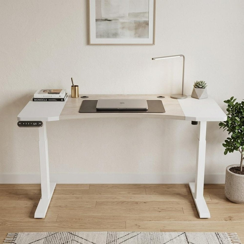 63" Adjustable Brown and White Standing Desk
