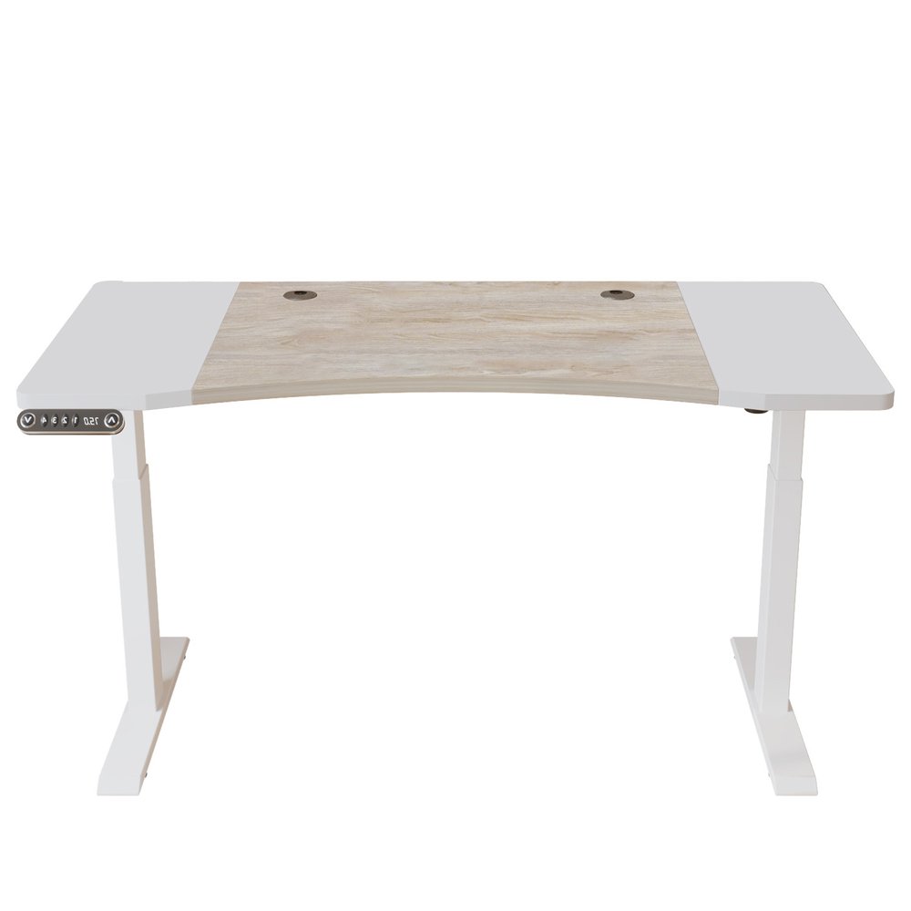 63" Adjustable Brown and White Standing Desk