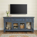 70" Blue Mango Solid Wood Open shelving Distressed TV Stand
