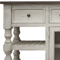 81" Ivory Solid Wood Open shelving Distressed TV Stand on a white background
