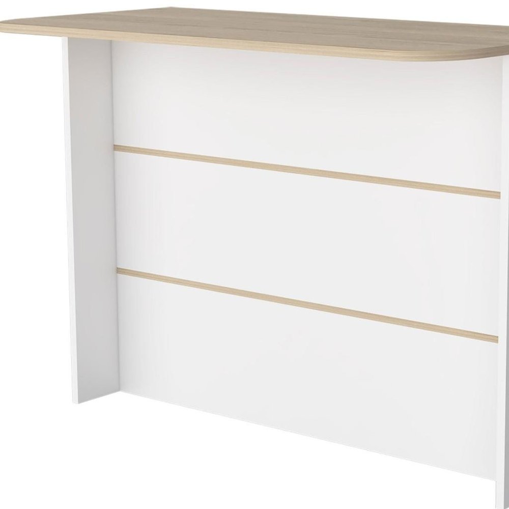 White and Natural 47" Kitchen Island With Storage on a white background
