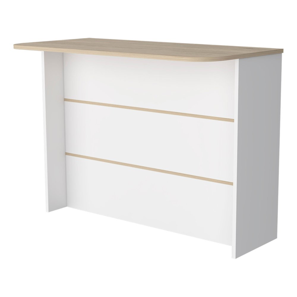 White and Natural 47" Kitchen Island With Storage on a white background