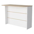 White and Natural 47" Kitchen Island With Storage on a white background