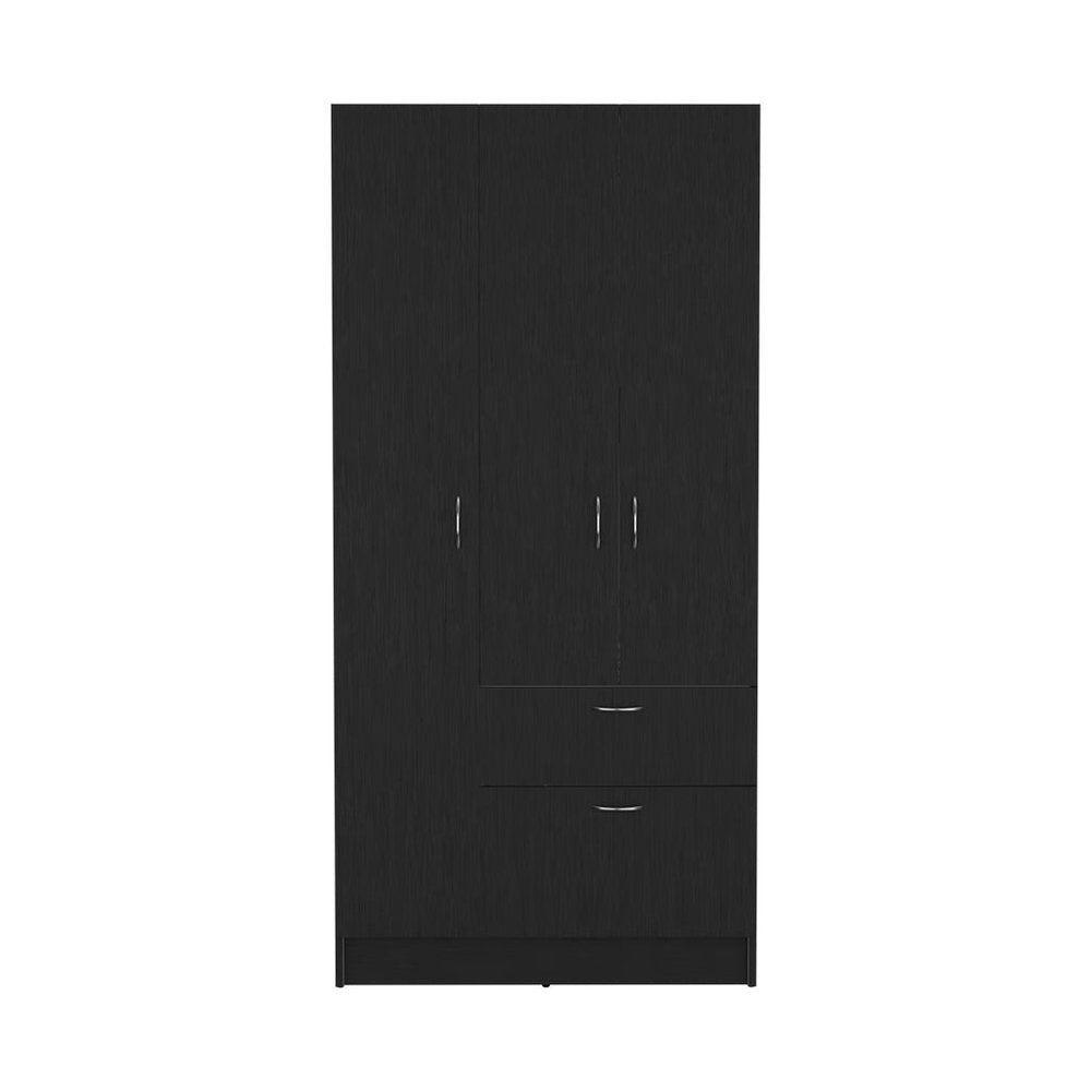 Two Piece Brown and Black Bedroom Set on a white background