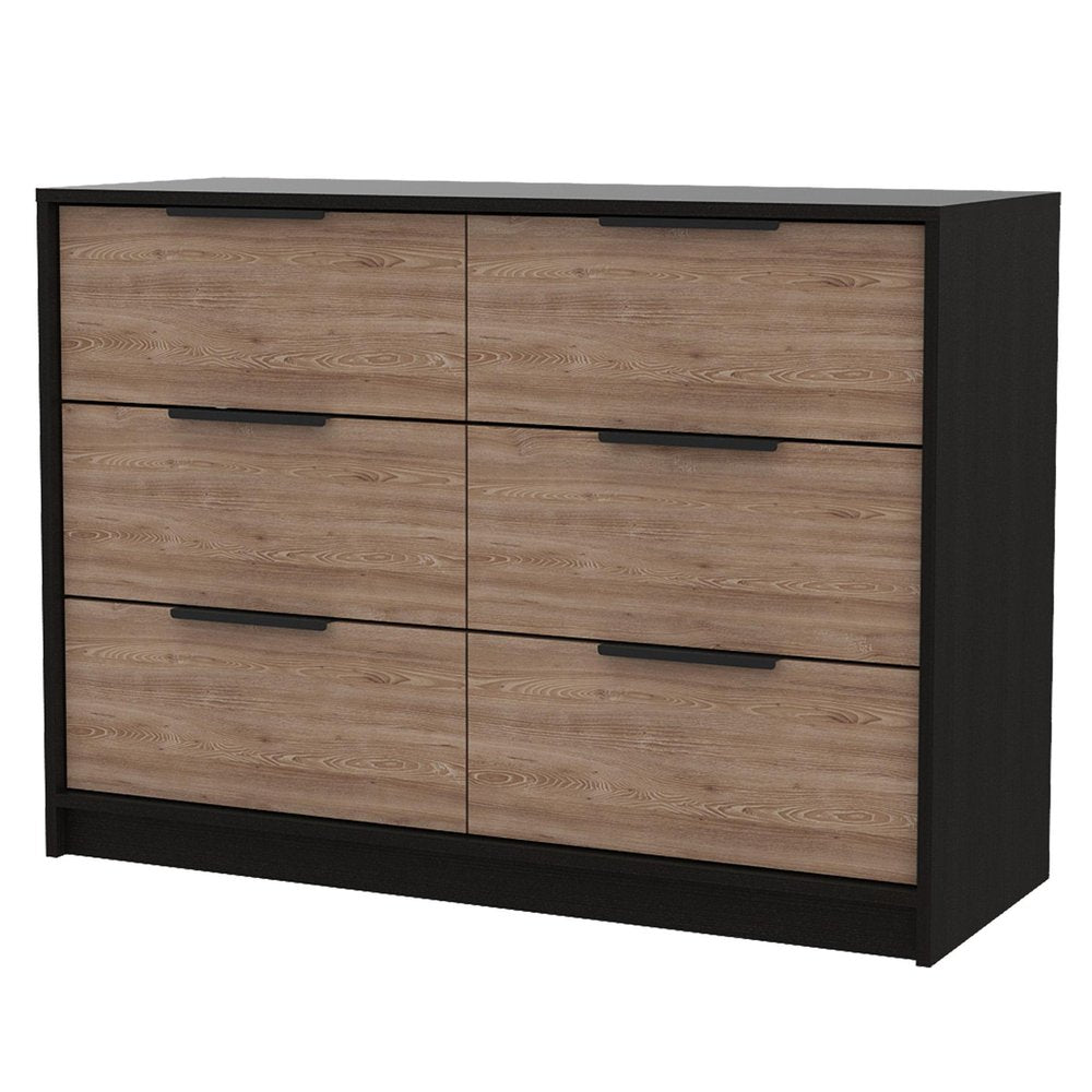 Two Piece Black And Brown Bedroom Set With Mirror
