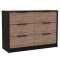 Two Piece Black And Brown Bedroom Set With Mirror on a white background