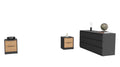 Three Piece Brown and Black Bedroom Set on a white background