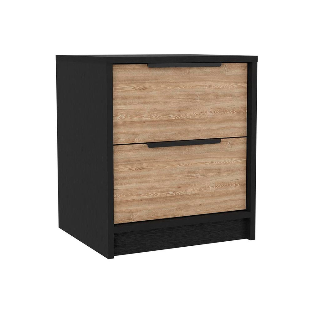 Three Piece Brown and Black Bedroom Set on a white background
