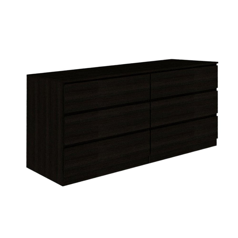 Three Piece Brown and Black Bedroom Set on a white background