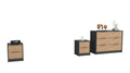 Three Piece Brown and Black Bedroom Set on a white background