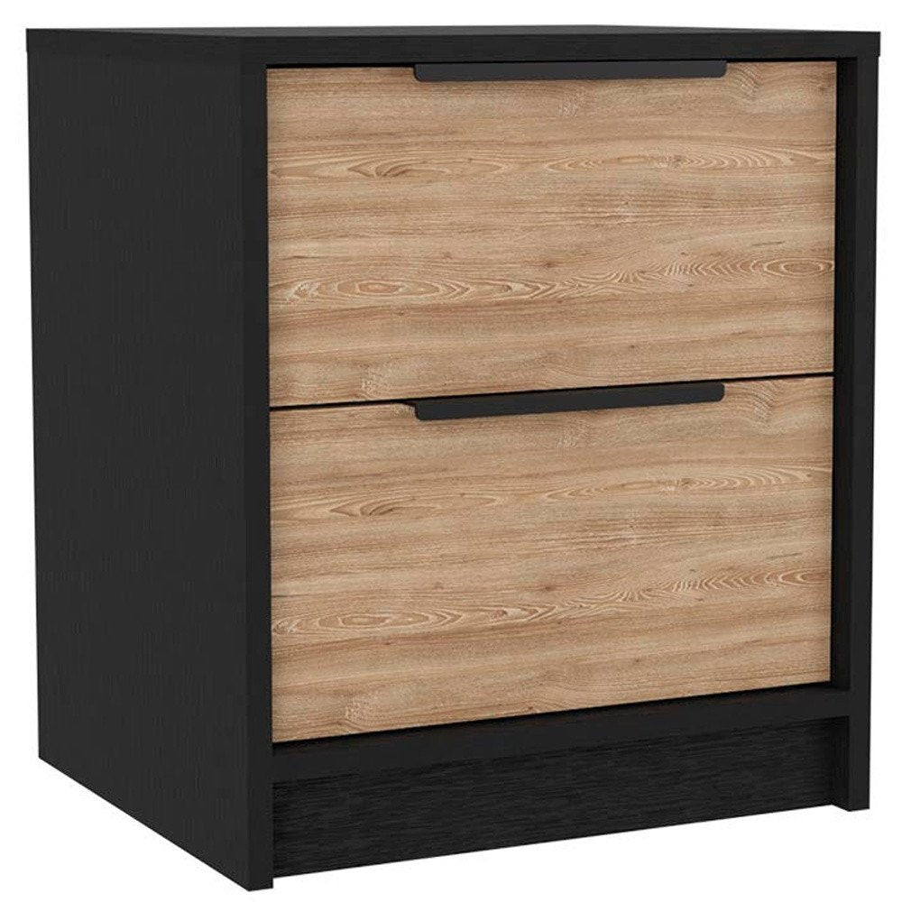 Three Piece Brown and Black Bedroom Set on a white background