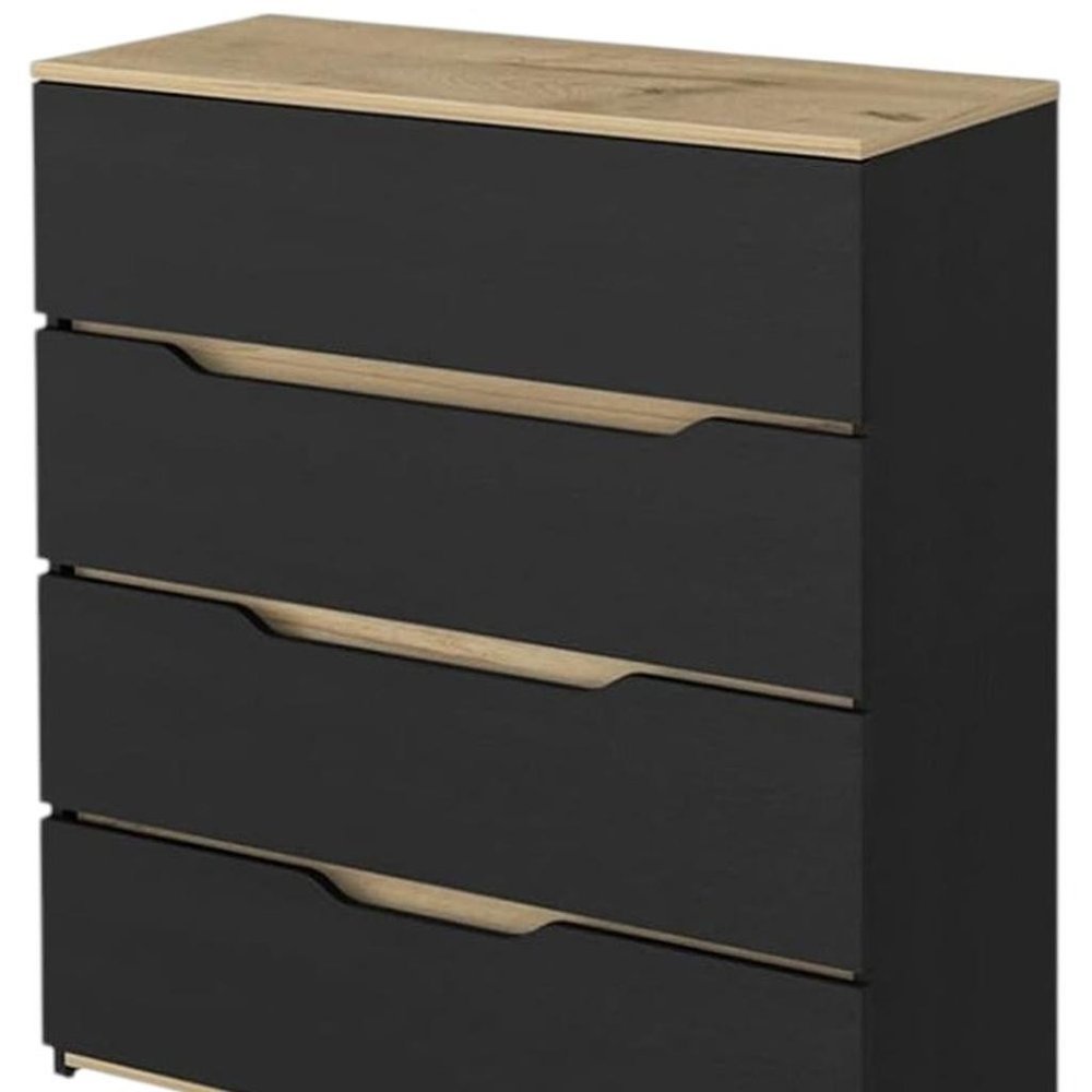 Three Piece Black Natural And Oak Bedroom Set close-up detail