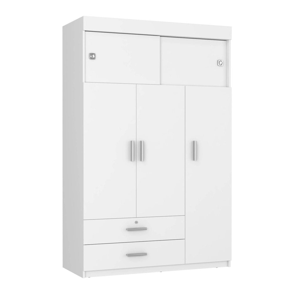 Two Piece White Bedroom Set - 73.80" H x 47.20" W x 20.20" D on a white background