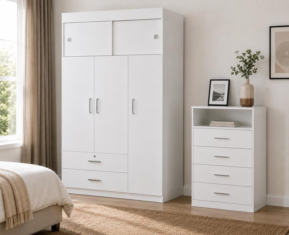 Two Piece White Bedroom Set - 73.80" H x 47.20" W x 20.20" D in a home interior