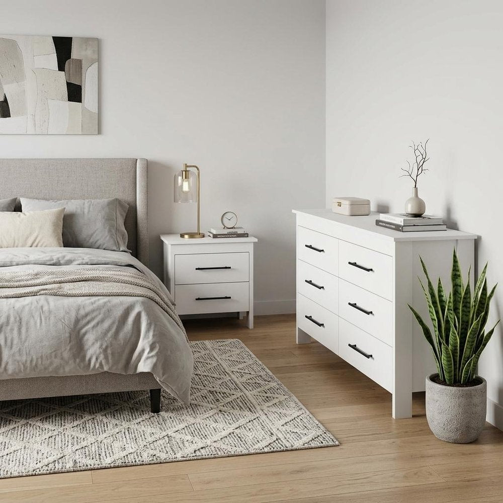 Two Piece White Bedroom Set in a home interior