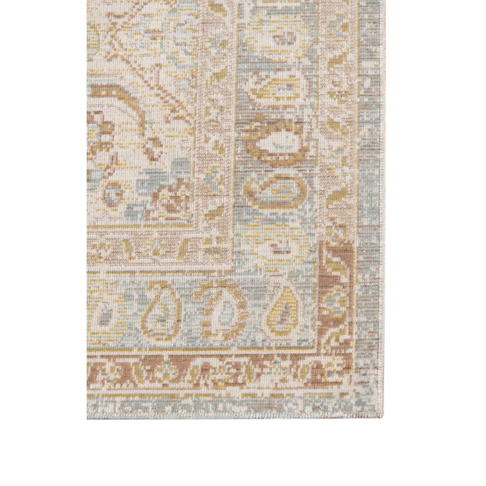 9' X 13' Tan And Gray Medallion Distressed Area Rug on a white background