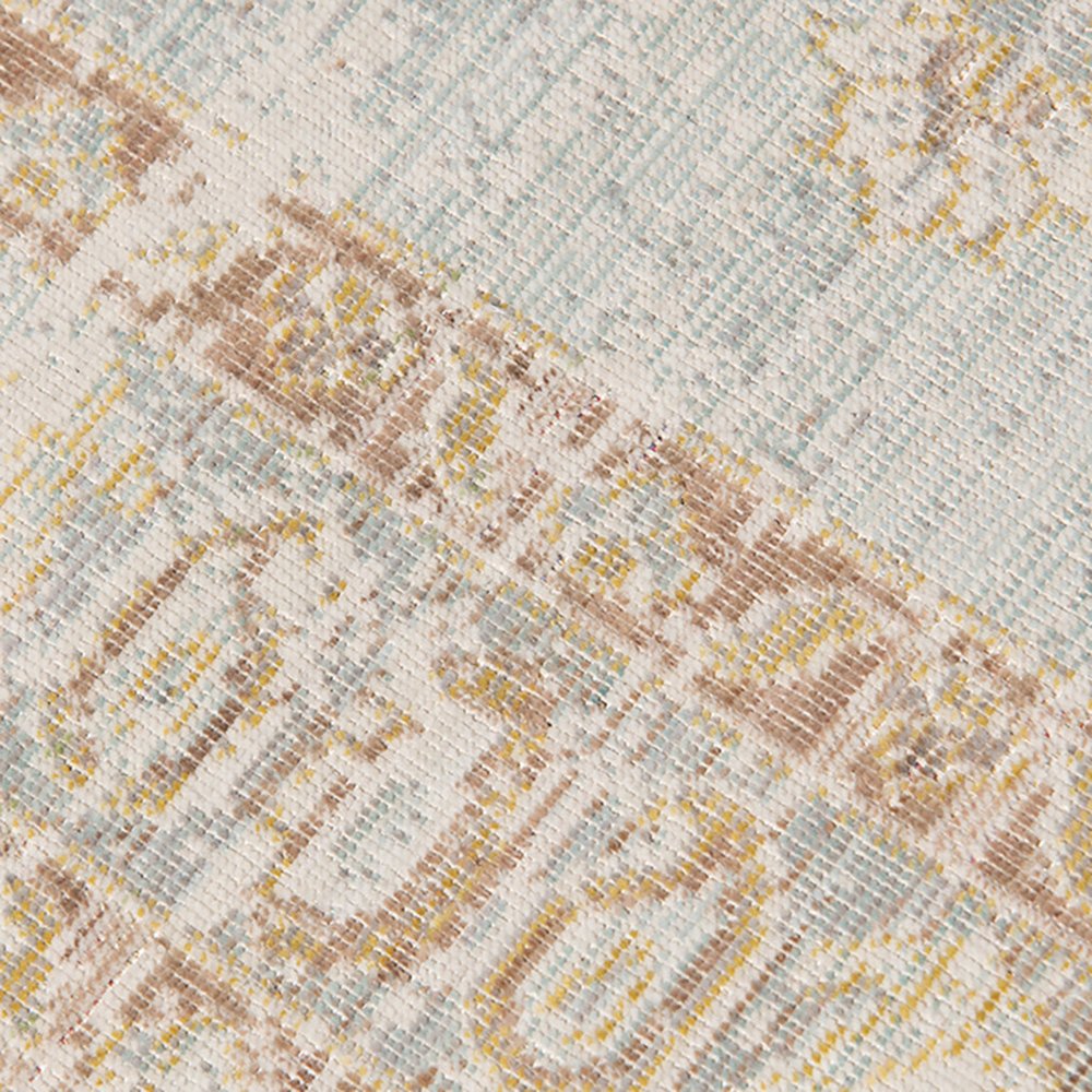 9' X 13' Tan And Gray Medallion Distressed Area Rug on a white background