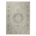 9' X 13' Tan And Light Green Medallion Area Rug on a white background