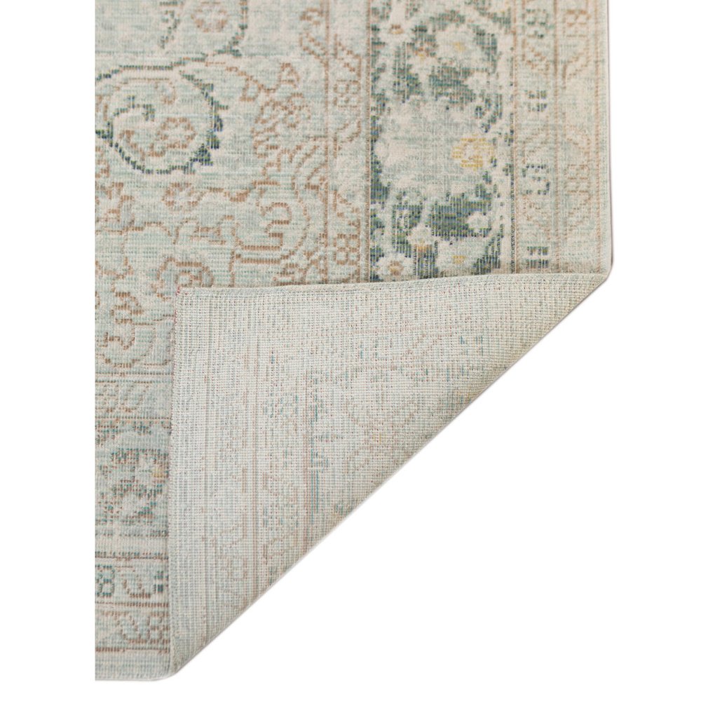 9' X 13' Tan And Light Green Medallion Area Rug on a white background