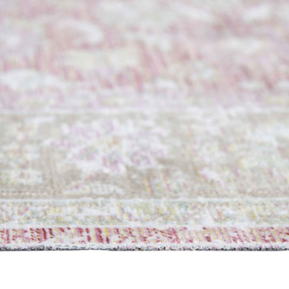 9' X 13' Pink And Gray Medallion Area Rug close-up detail