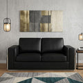 73" Black And Silver Metallic Top Grain Leather Loveseat