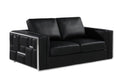 73" Black And Silver Metallic Top Grain Leather Loveseat on a white background