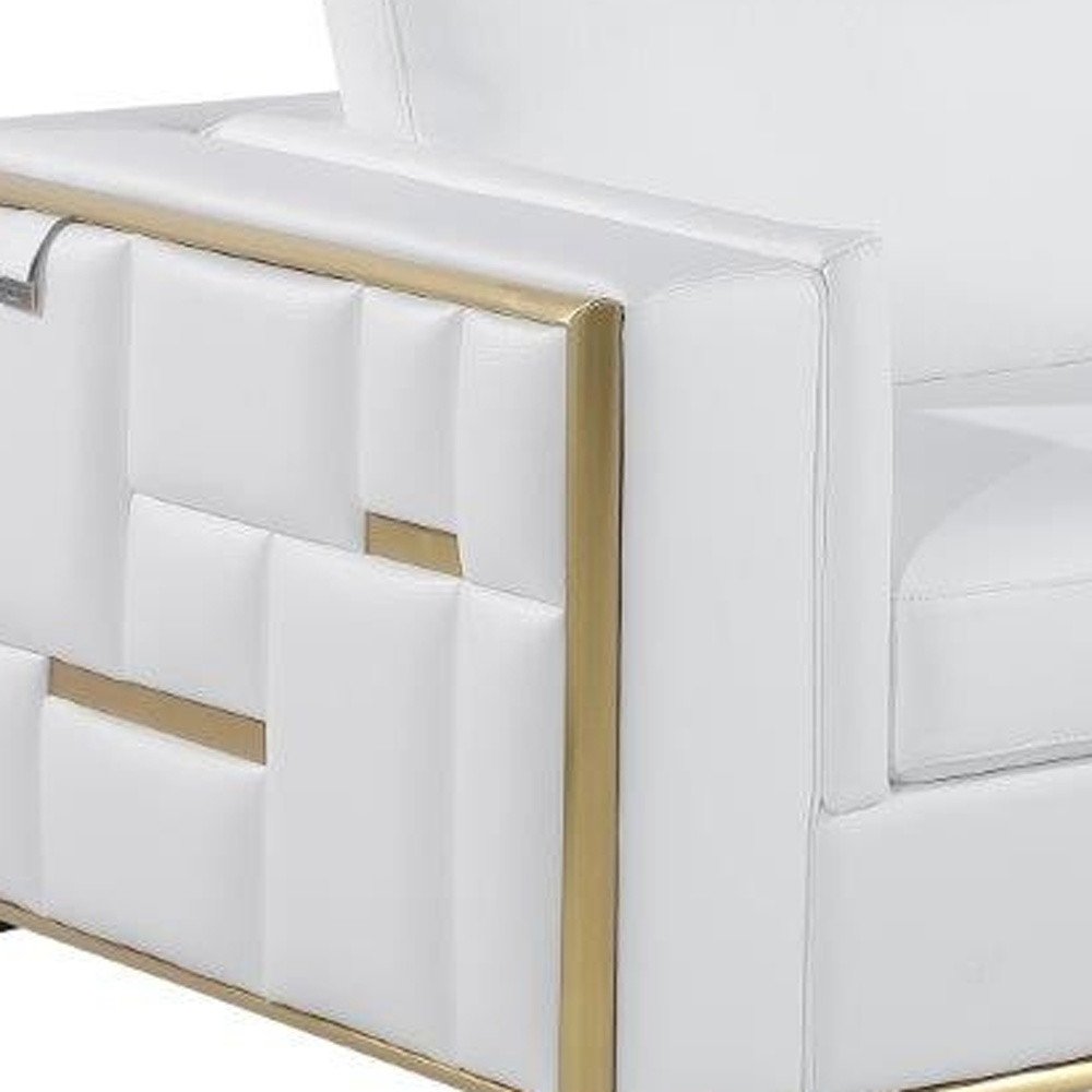White Top Grain Leather Five Person Seating Set close-up detail