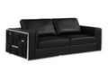 Two Piece Indoor Black Italian Leather Four Person Seating Set on a white background
