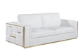 Two Piece White Italian Leather Five Person Seating Set on a white background