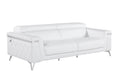 White Top Grain Leather Five Person Seating Set - with Top Grain Leather on a white background