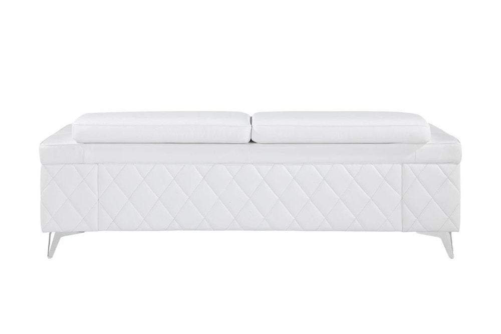 White Top Grain Leather Five Person Seating Set - with Top Grain Leather on a white background