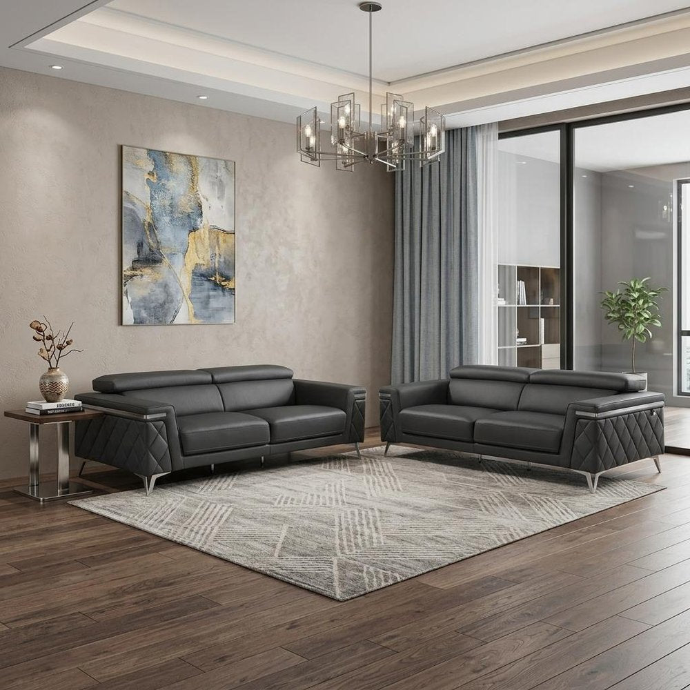 Two Piece Gray Four Person Seating Set