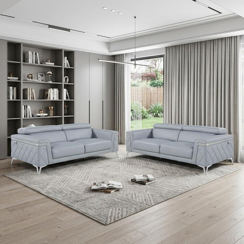Two Piece Blue Four Person Seating Set