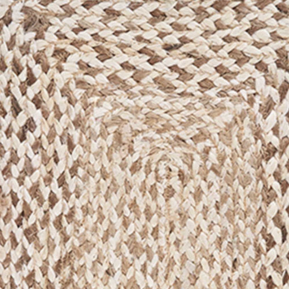 19" Set of Four Ivory And Natural Jute Placemats. Dining linen in ivory linen.