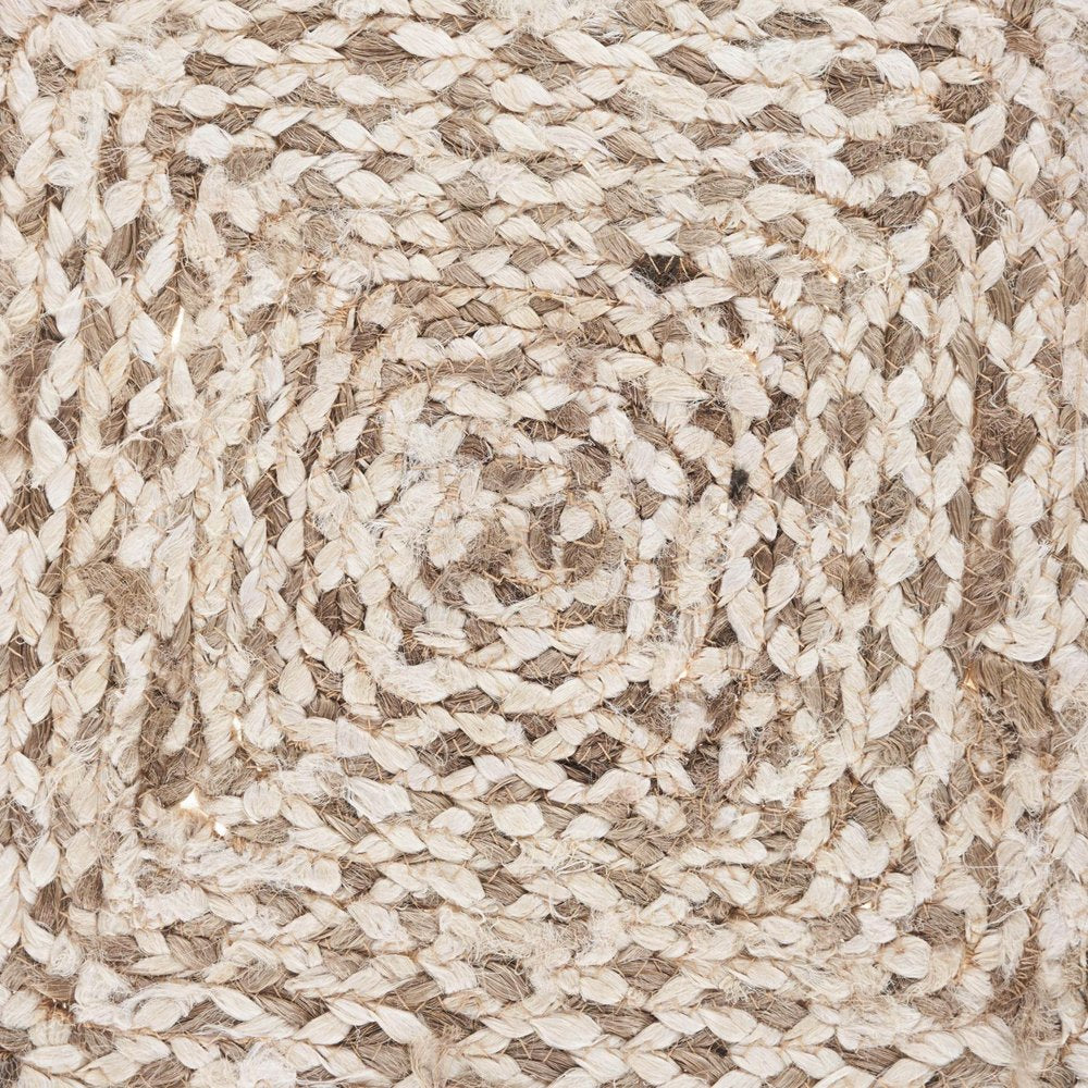 Close-up of 15" Set of Four Ivory And Natural Jute Square Placemats showing the ivory linen texture.