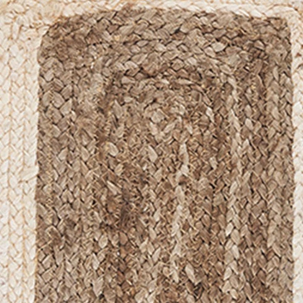 19" Set of Four Natural And Ivory Geometric Braided Jute Placemats. Dining linen in ivory linen.