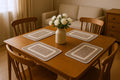 19" Set of Four Natural And Ivory Geometric Braided Jute Placemats