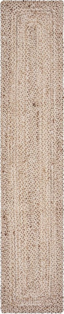 80" Brown Ivory And Natural Braided Jute Table Runner close-up detail