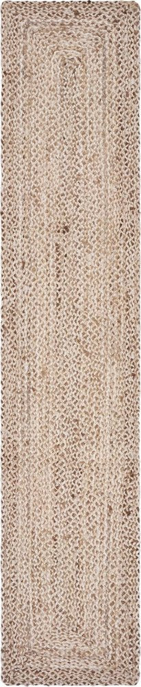 80" Brown Ivory And Natural Braided Jute Table Runner close-up detail