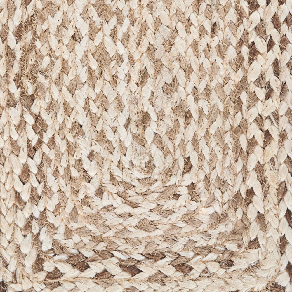 80" Brown Ivory And Natural Braided Jute Table Runner close-up detail