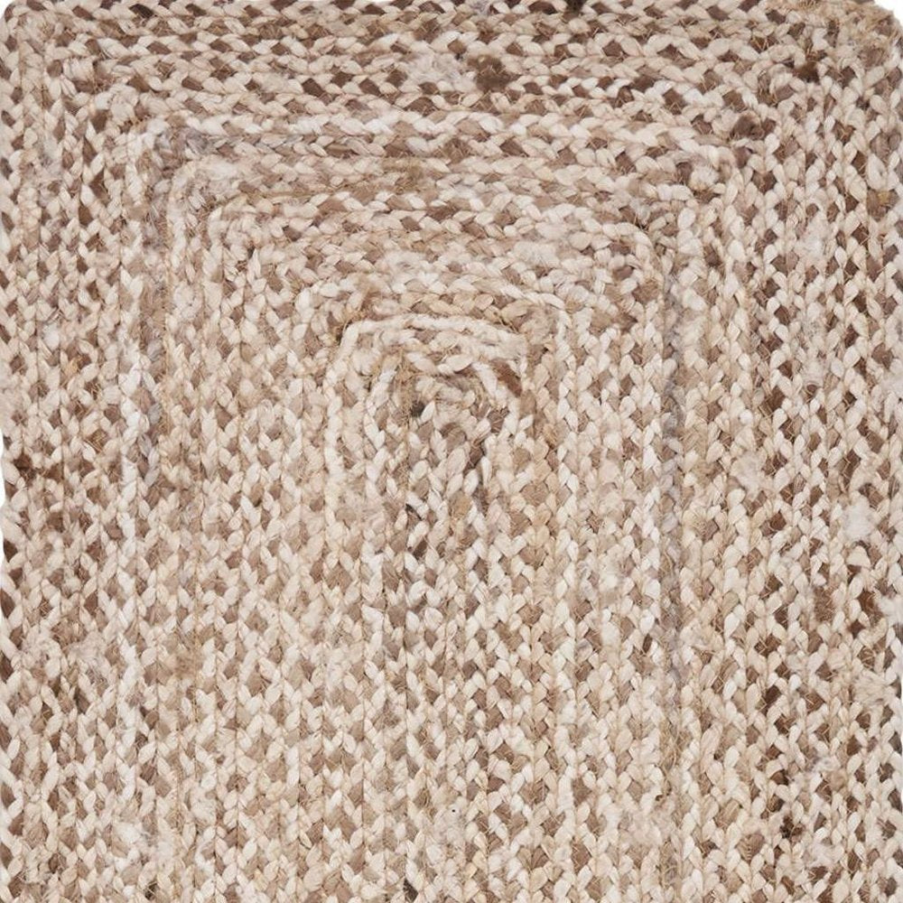 80" Brown Ivory And Natural Braided Jute Table Runner close-up detail