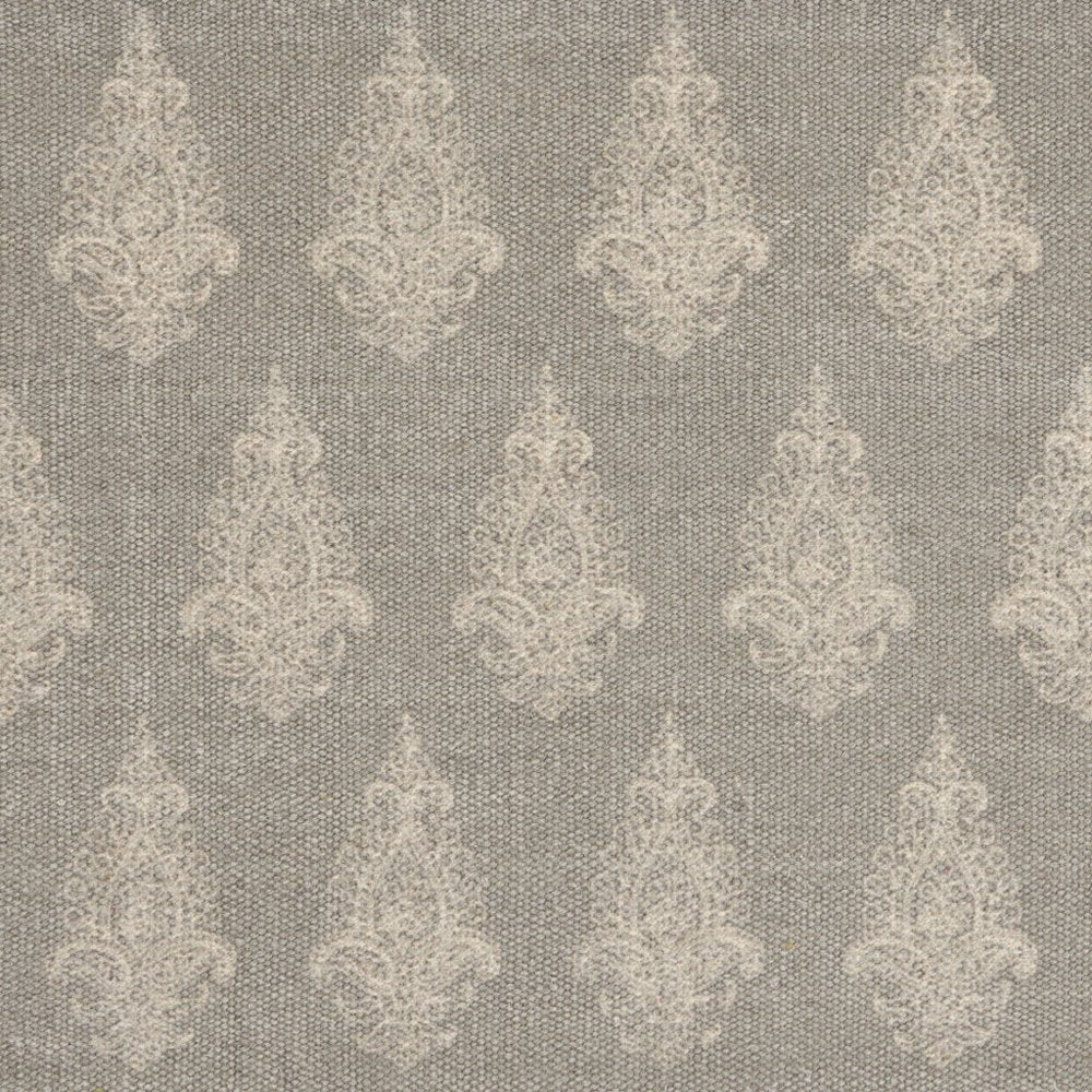 19" Set of Four Gray And Cream Geometric Medallion Cotton Placemats close-up highlighting the cream linen surface.