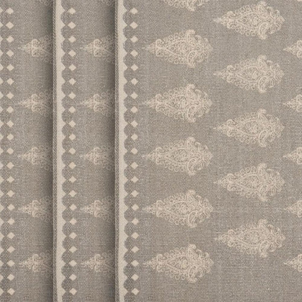 Detail view of 19" Set of Four Gray And Cream Geometric Medallion Cotton Placemats, filling the frame with the cream linen texture.