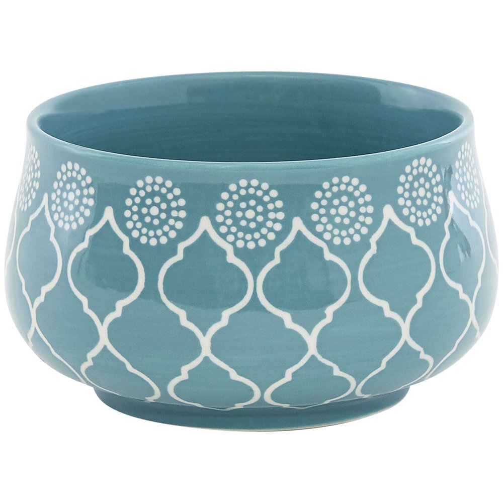 Turquoise Sixteen Piece Round Trellis Ceramic Service For Four Dinnerware Set on a white background
