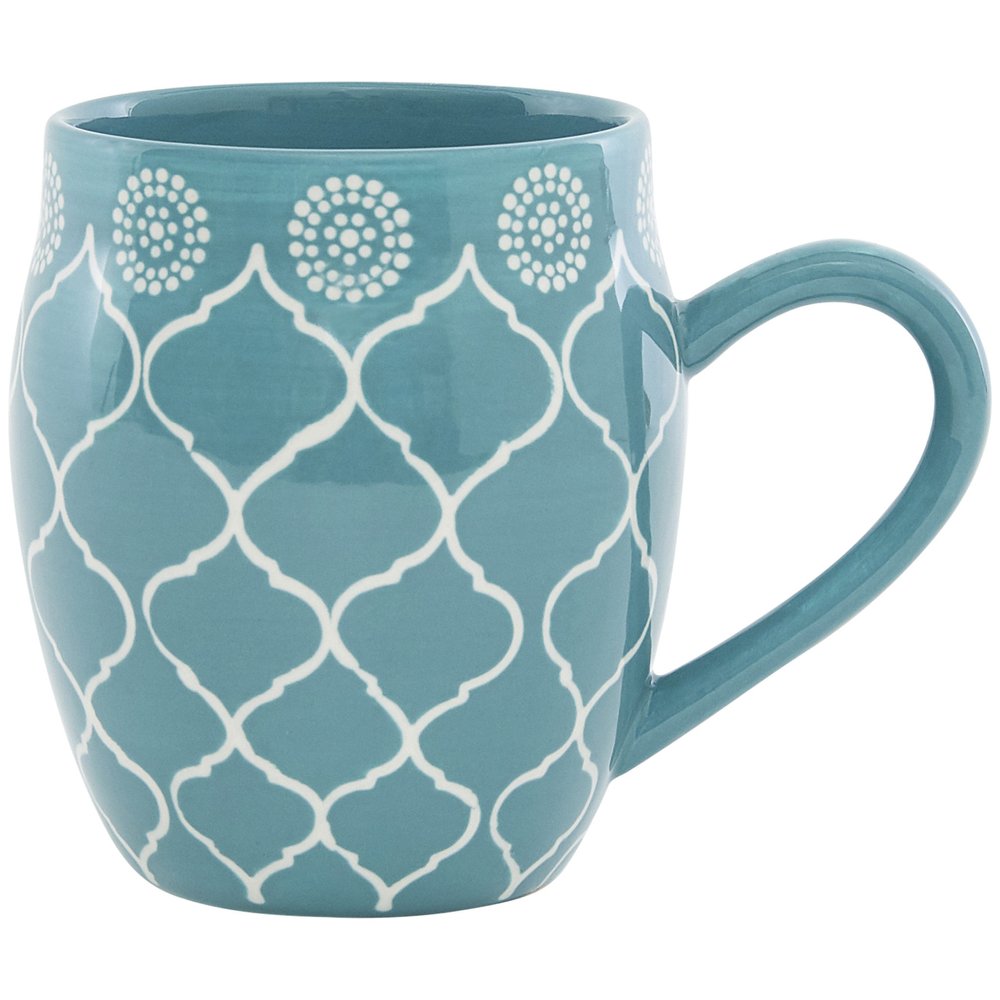 Turquoise Sixteen Piece Round Trellis Ceramic Service For Four Dinnerware Set on a white background