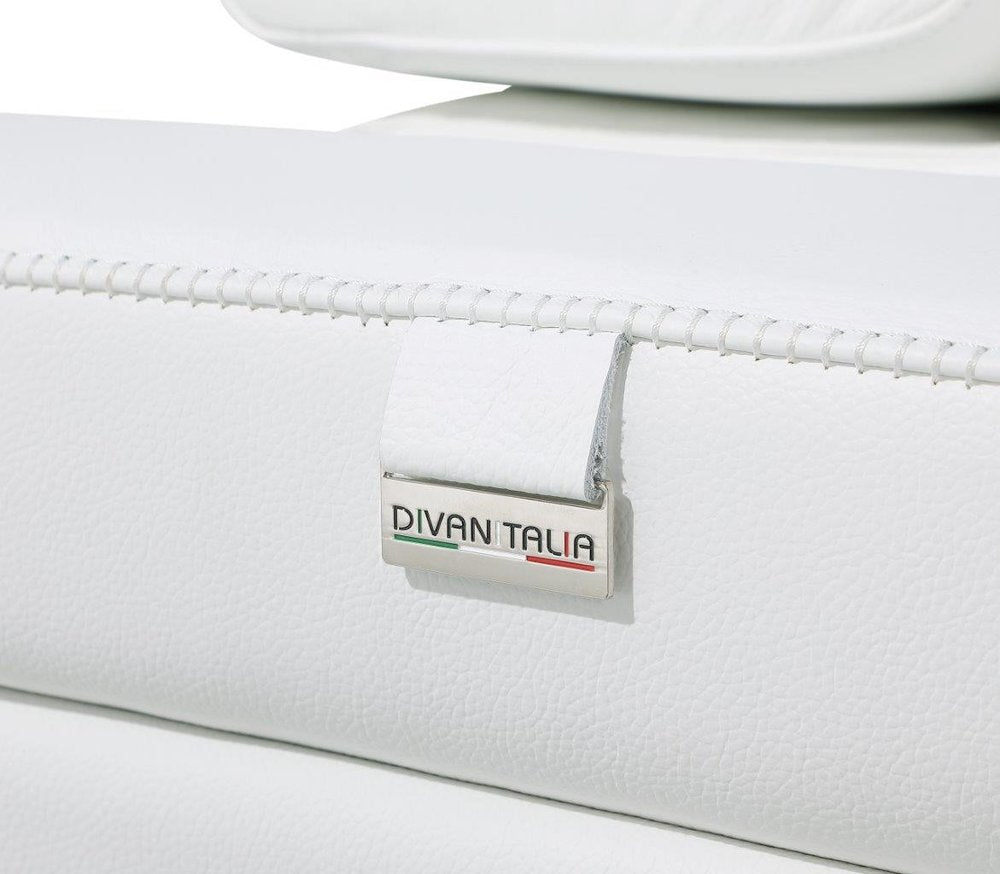 White Italian Leather Modular L Shaped Five Piece Corner Sectional on a white background