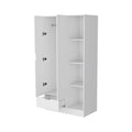 71" White Wood Two Door Single Drawer Combo Dresser on a white background